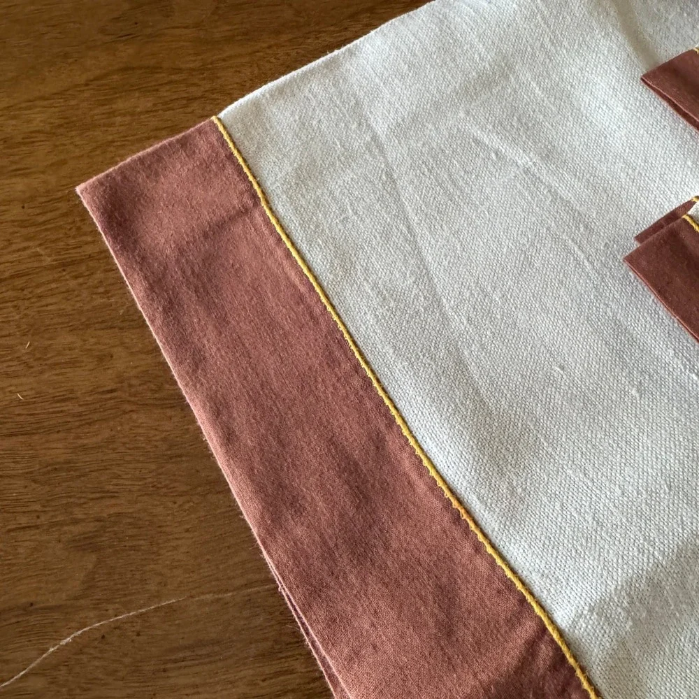Vintage Embroidered Linen Napkin Set with Rose Floral Design Square Bistro Table